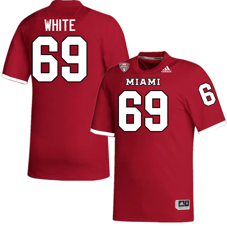 Miami University Redhawks #69 Marcus White College Football Jerseys Stitched-Red